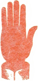 an illustration of a reddish hand